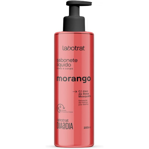 Sabonete Líquido Rosto e Corpo Labotrat Dia a Dia - Morango C/ Óleo de Rosa Mosqueta - 190ml