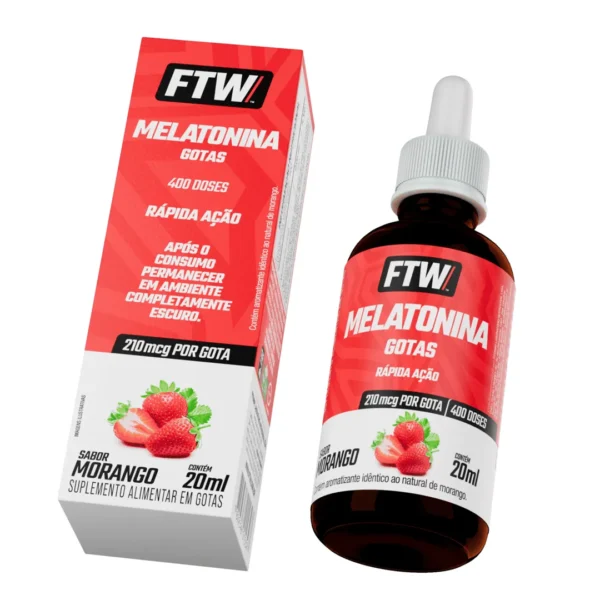 Melatonina Líquida 210mcg/gota 20ml Sabor Morango - FTW