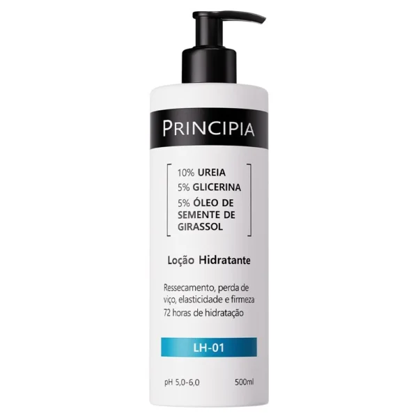 Loção Hidratante Corporal Principia LH-01 com 10% Ureia, 5% Glicerina e 5% Óleo de Semente de Girassol - 500ml