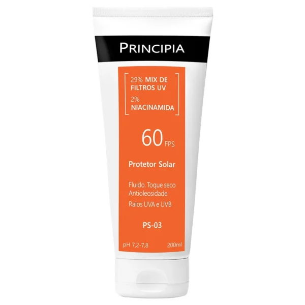 Principia Protetor Solar Corporal PS-03 FPS 60 - 2% Niacinamida - Toque Seco - 200ml